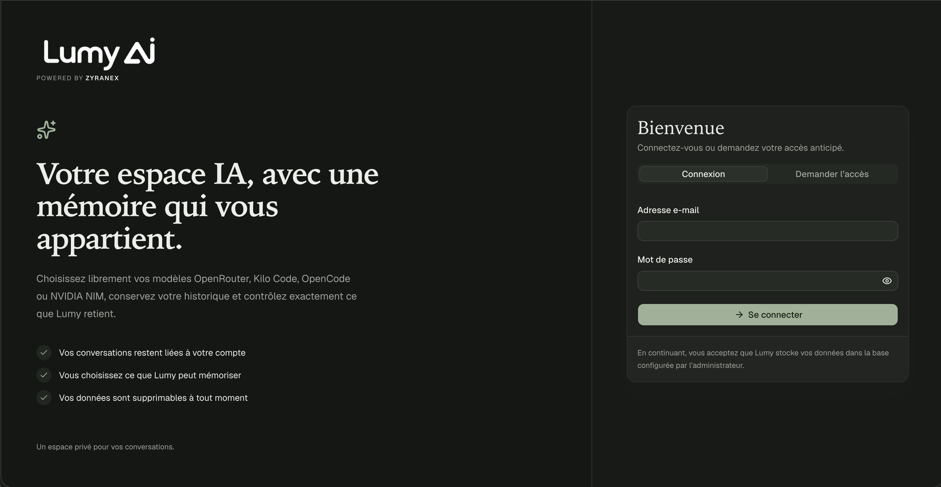 Interface du chatbot Lumy AI